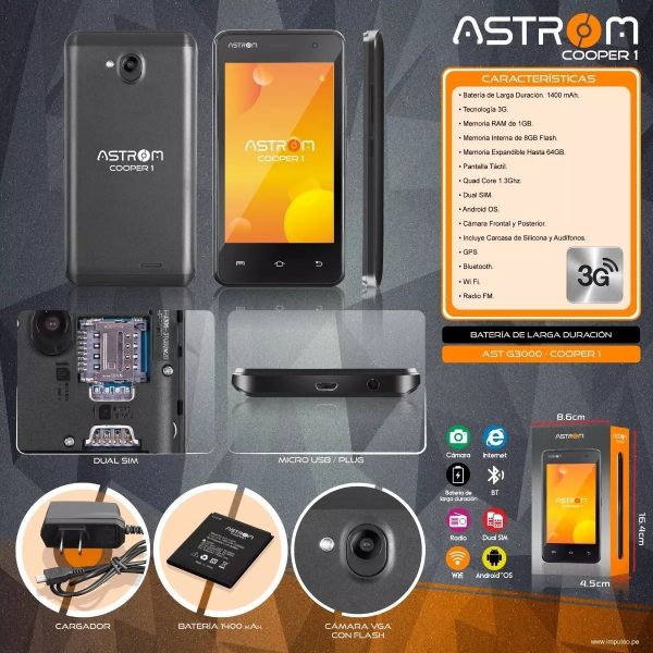 Celular Smartphone 3g Astrom Cooper1 Ast G3000 Doble Sim - Imagen 4