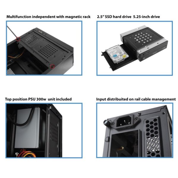 Case  Slim  con fuente ATX 300W XS-100 Antryx Black gabinete - Imagen 3