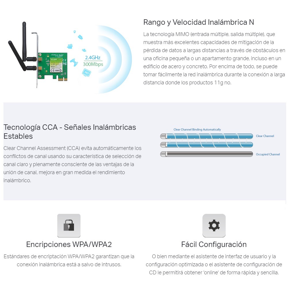 Tp-link TL-WN881ND 300 Mbps Inalámbrico PCI Express Card, Wifi PCIe  adaptador de red - NIKOTRON, Tecnología con garantía, Impresoras, Laptop