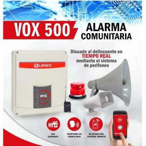 KIT Alarma Sirena Vecinal Comunitaria Linseg Panel VOX-500 Celular