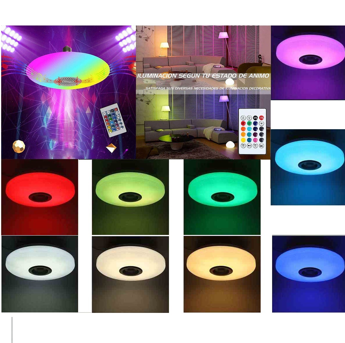 Lampara Led Parlante Luces Rgb Control Remoto Bluetooth 13 W – MHAZZ