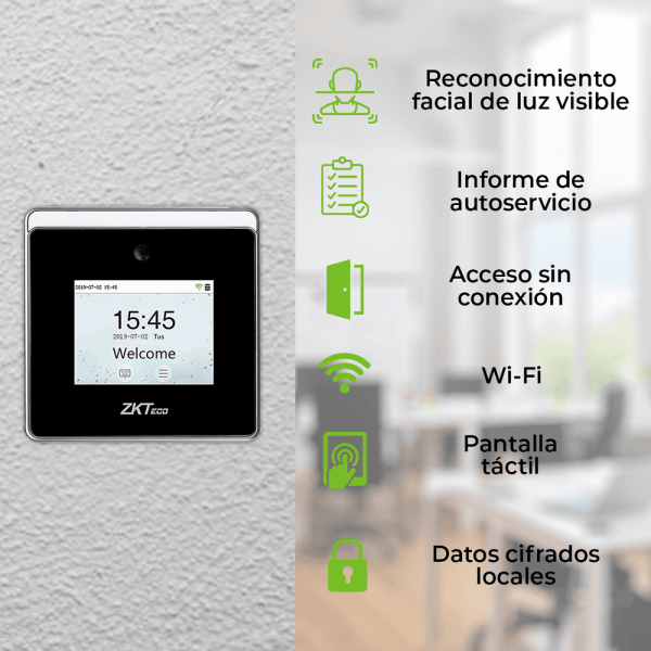 Control Asistencia y Acceso Facial, ZKTeco Horus TL2, Wifi, Cableado, 800 Usuarios - Imagen 4