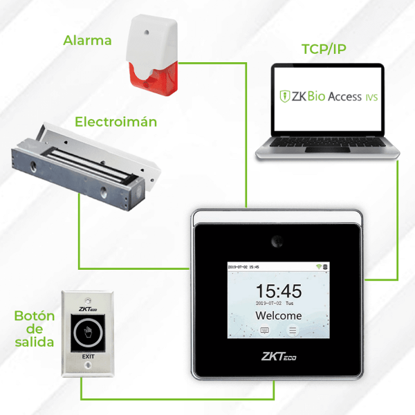 Control Asistencia y Acceso Facial, ZKTeco Horus TL2, Wifi, Cableado, 800 Usuarios - Imagen 7