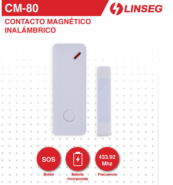 Sensor alarma contacto magnético inalámbrico cm80 puerta