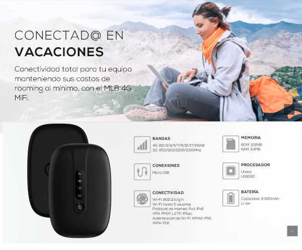 Router portatil WIFI CHIP LOGIC ML8 MIFI 4G - Imagen 5