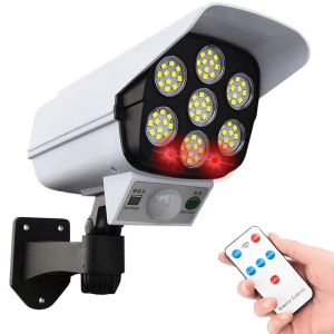 Lámpara Solar Foco Sensor Movimiento Forma Cámara de Seguridad 77 LED YOHAD