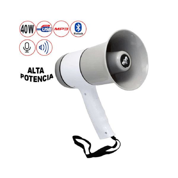 Megáfono bocina Recargable 40W C/Grabación, Sirena, Bluetooth Y USB BT-51MF BATBLACK