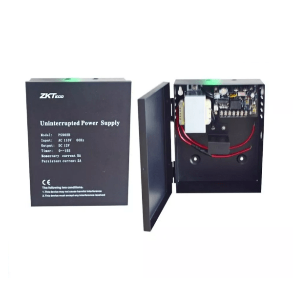 Fuente Poder con cargador de bateria 12VDC 5AMP ZK-PS902B ZKTECO - Imagen 2