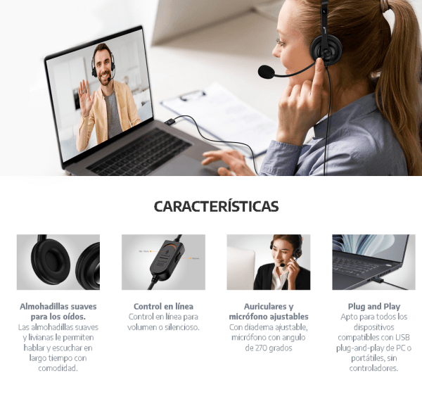 Audífono C/Micrófono Usb GENIUS HS-230U BLACK - Imagen 6
