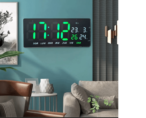 Reloj Digital de Pared LED con calendario fecha y Temperatura