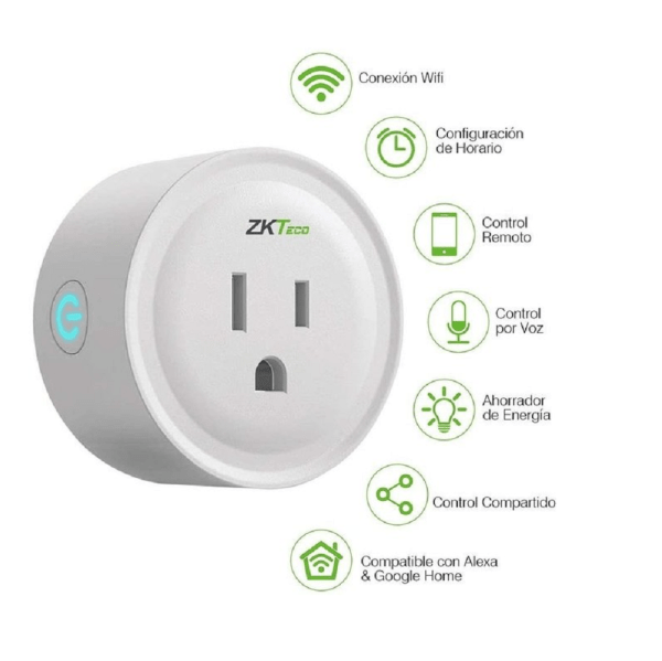Temporizador Enchufe Inteligente Smart Wifi SP1 zkteco Compatible con Alexa Google Home - Imagen 2