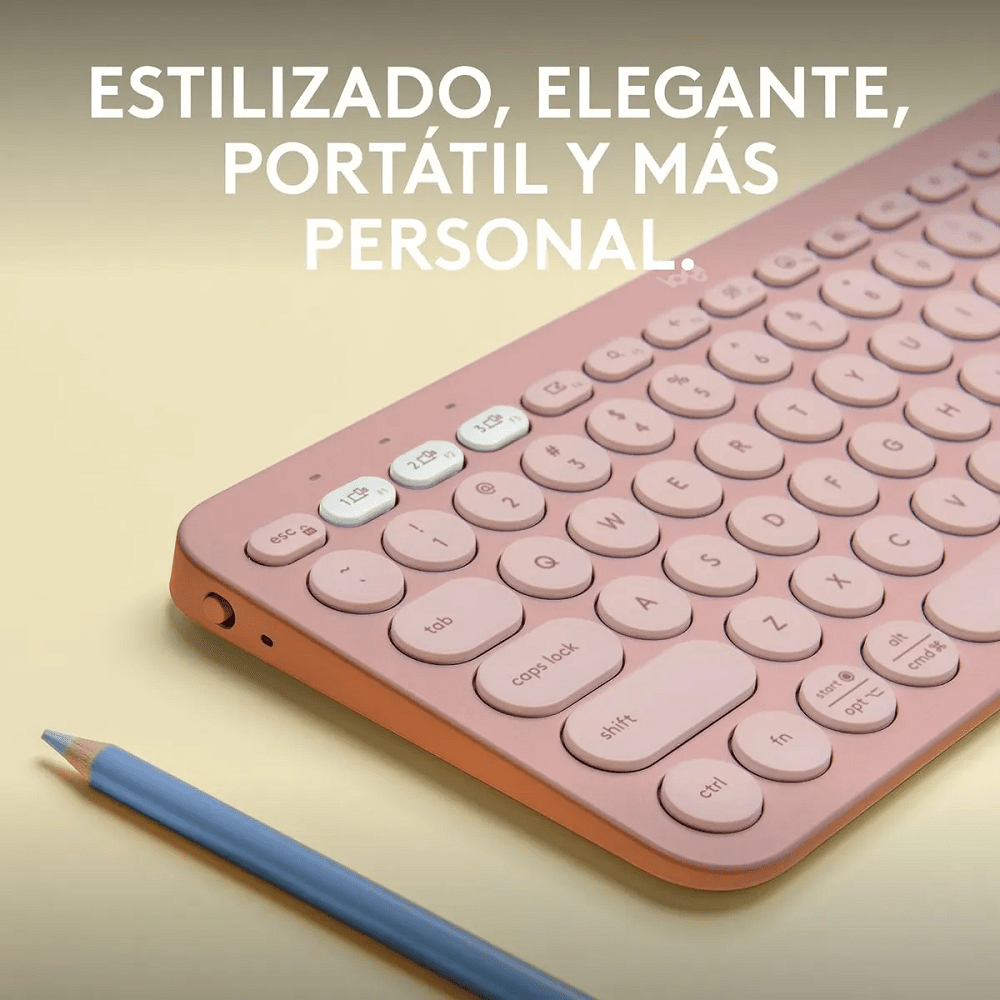 Teclado Inalambrico Bluetooth Logitech Pebble Keys 2 K380s Rosado Español - Imagen 9