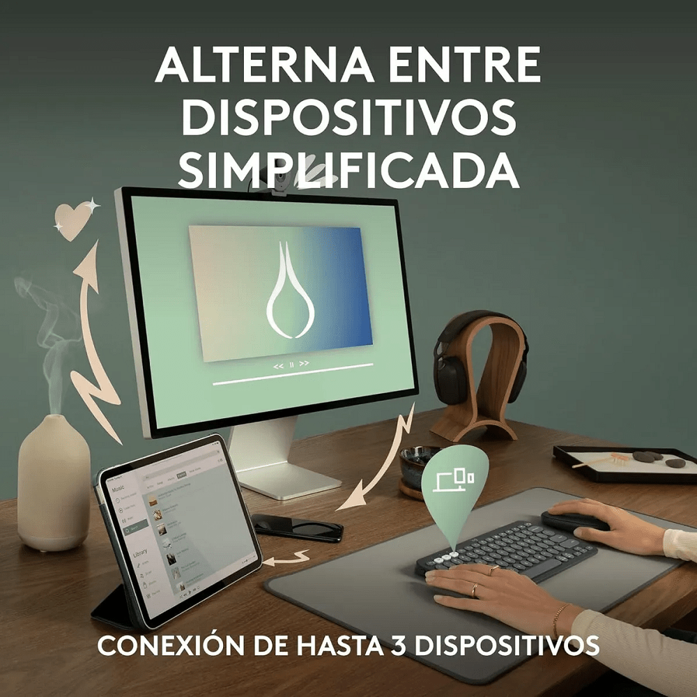 Teclado Inalambrico Bluetooth Logitech Pebble Keys 2 K380s Rosado Español - Imagen 8