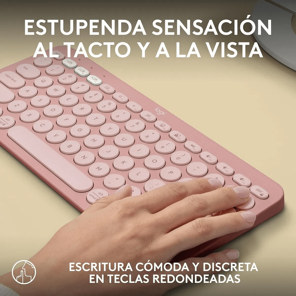 Teclado Inalambrico Bluetooth Logitech Pebble Keys 2 K380s Rosado Español - Imagen 6